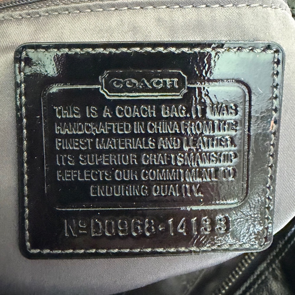 Coach Madison Op Art Black Satin Large Tote Bag Patent Trim 14133 - Picture 5 of 14